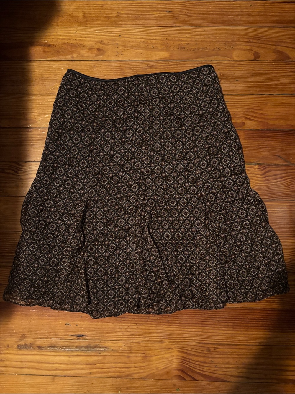 Women's Black Floral Tiered Skirt